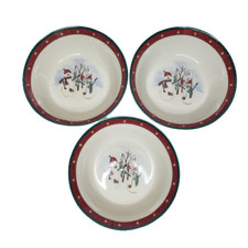 Lot of 3 Royal Seasons Snowmen Holiday Dinner Bowls Christmas 6.75” Stoneware