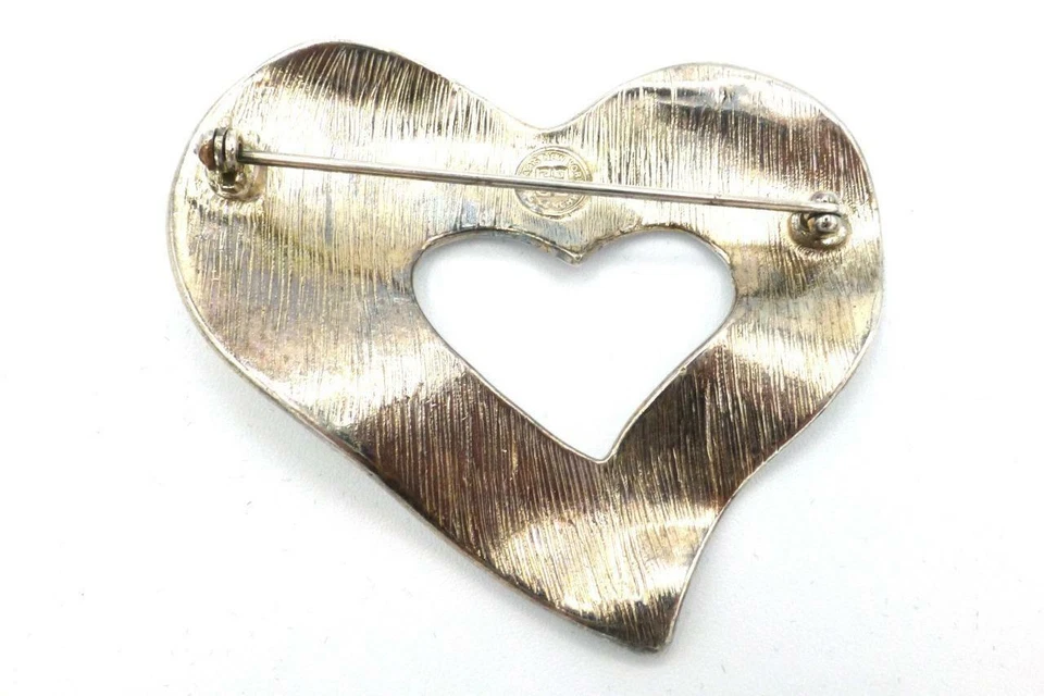 Signed Givenchy Paris New York Couture Silver-Plated Free-form Heart Brooch Foto 4 de 4