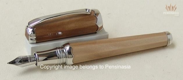 MONTEGRAPPA PICCOLA BEIGE RESIN WITH SILVER PLATED FINISH FOUNTAIN PEN GORGEOUS!-image