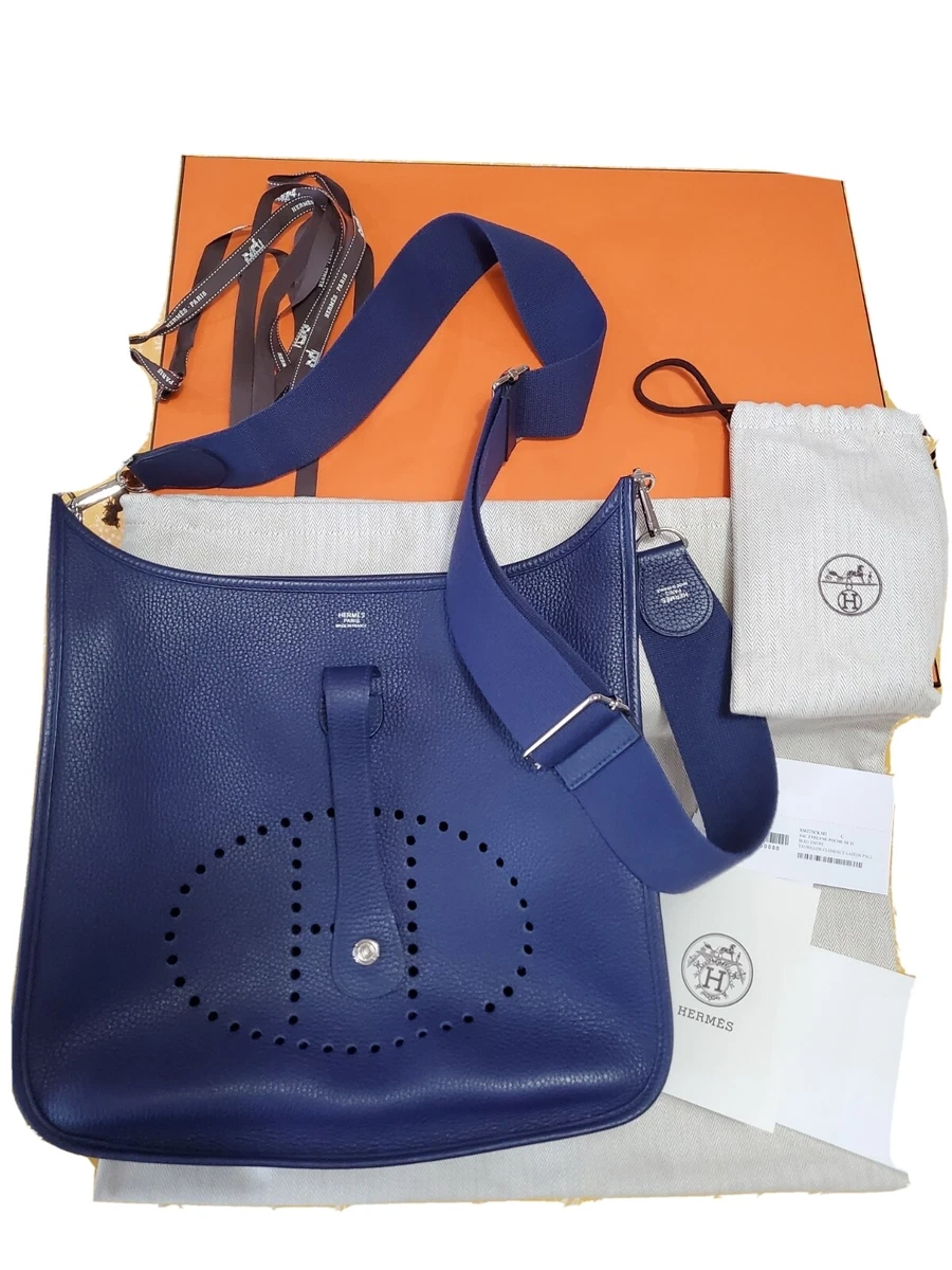 Hermes Blue Jean Togo Leather Evelyne III GM Bag Hermes