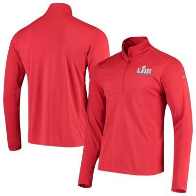 Super Bowl 53 (LIII) logo Nike Dri-Fit red half zip pullover jacket NEW Patriots