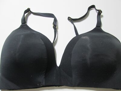 Lively Bra Size 34DDD Black Wireless Lined T-Shirt Adjustable Straps Lingerie