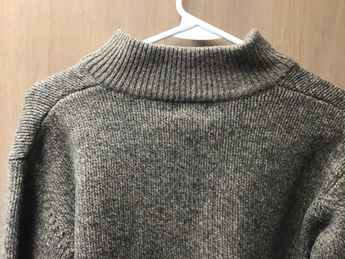 LL Bean Mens Medium Regular Henley 100% Lambs Wool Fisherman Sweater - Picture 4 of 4