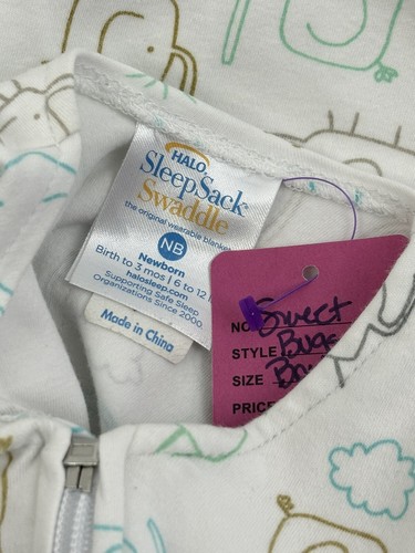 HALO SleepSack Swaddle Wearable Blanket NB 0 3m Elephants Cotton - Picture 8 of 8