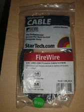 Lot of 2 NEW StarTech FireWire Cable 6-6 M/M  1394_6 and 4-4 M/M 1394_44_6
