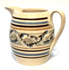New ListingFine 19th C. Mochaware Pitcher w/ Rare Chain Link Earthworm Decoration. Aafa