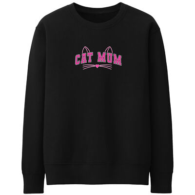 Katze Mama rosa Schnurrhaare Sweatshirt Damen Kätzchen Besitzer Pullover Geschenk für ihr Mot...