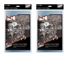 (200) Ultra Pro Golden Age Size Comic Book Bags Acid Free 7-3/4" X 10-1/2"