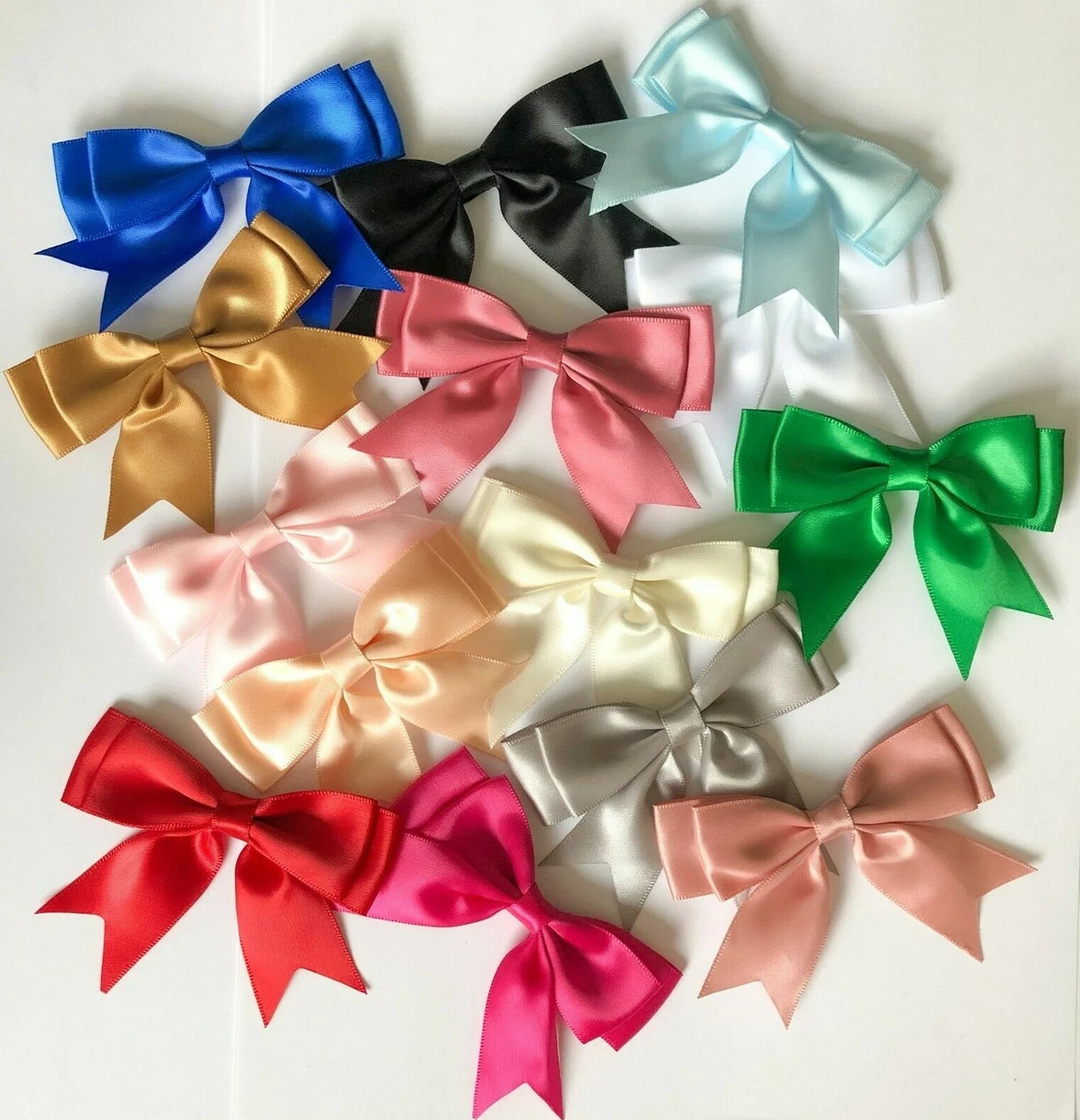 Satin Ribbon Double Bows For Gift Wrapping Crafting Sewing 8cm Wide Sew On  Craft