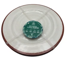Samba Ivory White w/Brown Rim Melamine Dinner Plate Set of 4