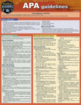 Apa Guidelines: A Quickstudy Laminated Reference Guide