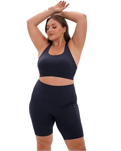 Sports Bras for Women Plus Size Medium Impact Push Up Padded Sport Large Black - Picture 3 of 7