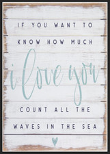 I Love You Metal Tin Sign Home Beach Plaque Decor Sand Wall Plaque Wood Effect