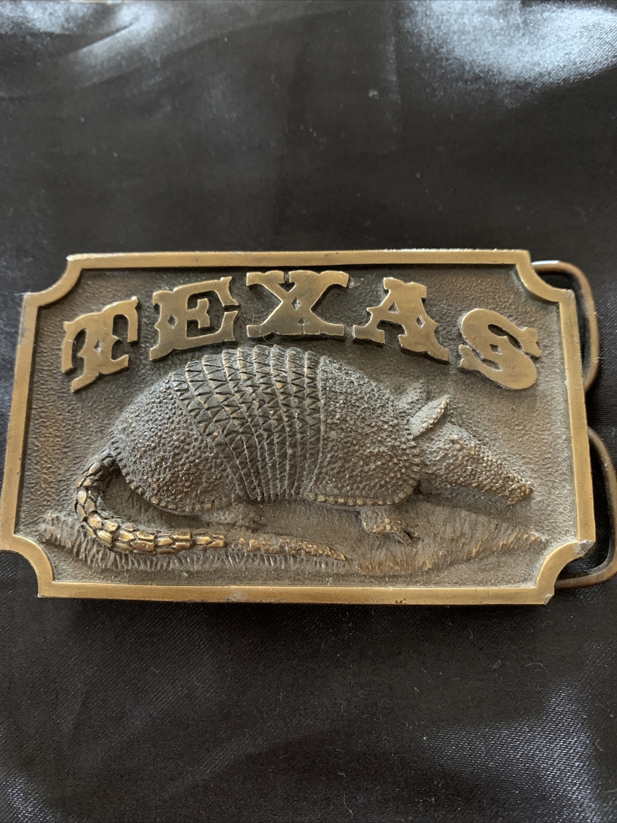 1979 Bergamot Brass Works Texas Armadillo Belt Buckle Gem