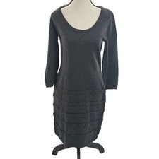 Calvin Klein Knit Dress Gray Shift Winter Fall Stretch Wool Blend Womens Size S