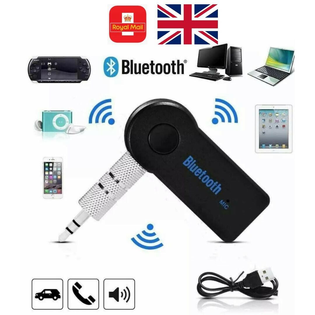 New Wireless Car Bluetooth Receiver Adapter 3.5MM AUX Audio Stereo Music UK Sell