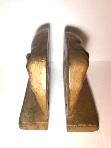 Vintage Gold Cast Iron Elephants Bookends. Size: Tall 7" -5 1/2" Long - 2" Deep - Picture 2 of 12