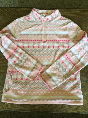 Fair Isle Fleece 1/4 Zip Pullover Pink 