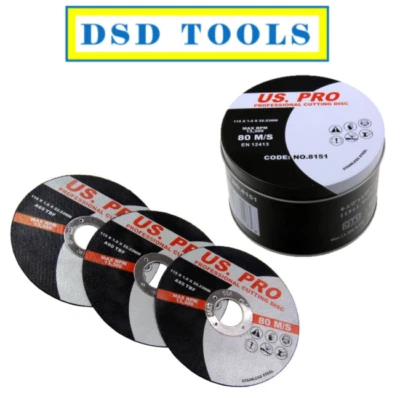 US PRO TOOLS 50 PACK Professional 115 x 1.0 x 22.2mm Steel Cutting Discs - 8151