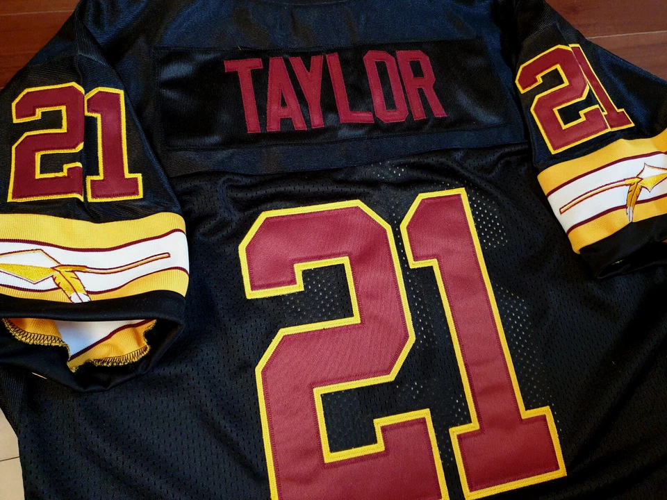NEW TAG Washington Redskins #21 Sean Taylor dual patches sewn MENS BLACK Jersey - Image 2 of 4