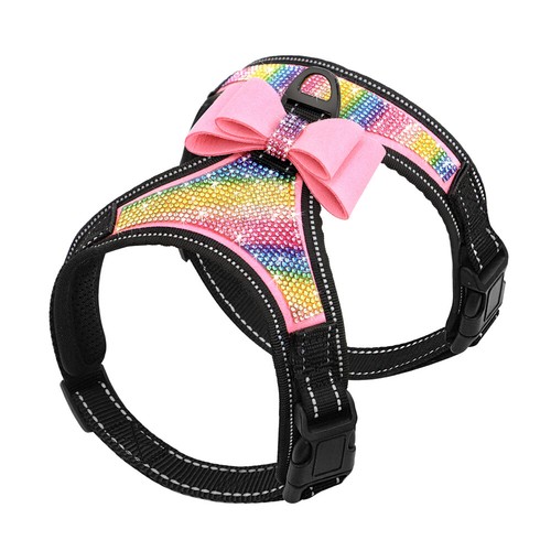 Bling Rhinestone Pet Puppy Dog Harness with Bowknot Soft Velvet Crystal Vest S-L - Picture 21 of 22