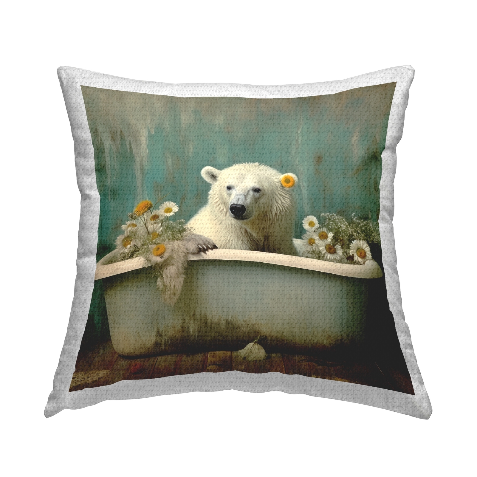 Stupell Polar Bear Daisy Filled Tub Printed Outdoor Throw