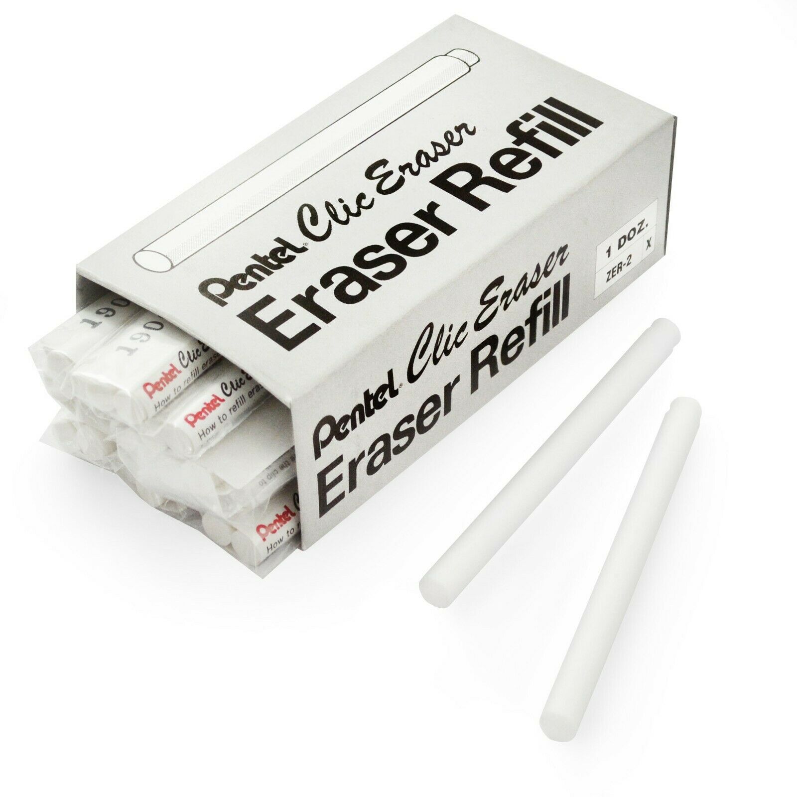 Pentel Clic Stick Eraser Rubber Refills Pack of 12 = 24 Refills eBay