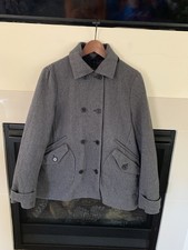 Lacoste Women’s Wool Pea Coat Double Breasted Sz 40 Gray F7905 Winter Jacket