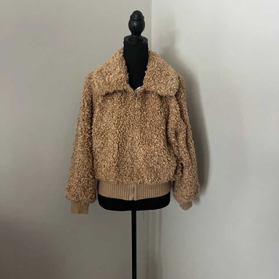 Chaqueta Bomber Rebecca Taylor La Vie Imitación Piel de Oveja Talla Mediana Foto 2 de 4