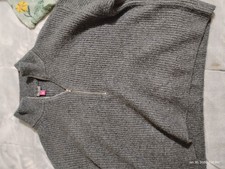 Vince Camuto Gray Knit Mock Neck Zipper Pullover Sweater Women XXL