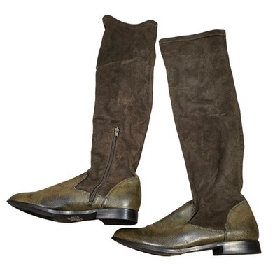 Women's Farylrobin Olive Green Suede Knee High Riding Boots | Size 7.5