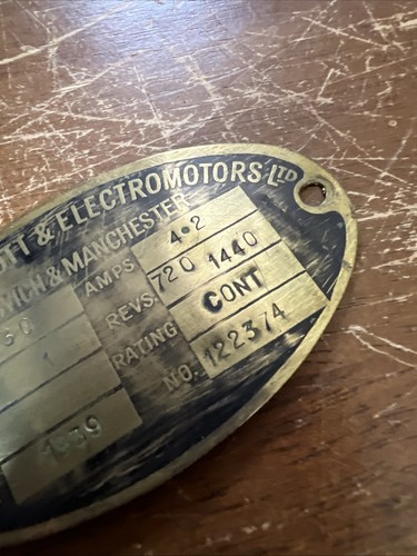 Vintage machine plate Plaque Advertising Sign Laurence Scott Electromotors 1939 - Picture 4 of 7