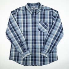 Eddie Bauer Mens Plaid Shirt Size XL Classic Fit Blue Navy Cotton Long Sleeve