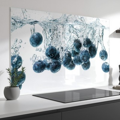 Küchenrückwand Glas Spritzschutz Brombeeren Herd Spüle Fliesenschutz