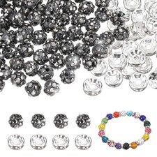100 Pcs 6mm Rhinestone Spacer Beads for Jewelry Making, Black Mineral