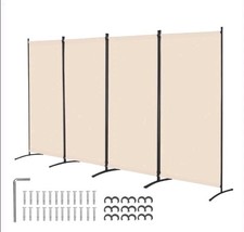 Vevor 4 Panel Folding Room Divider Portable Privacy Panel Garden Beige 184X346cm