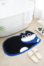 Cute Soft Cat Bath Mat Bathroom Rug Non Slip Absorbent Black Blue