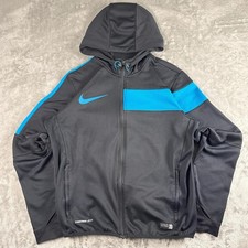 Nike Therma-Fit Zip-up Full Zip Hoodie Black Blue Gym Running Activewear Men's M