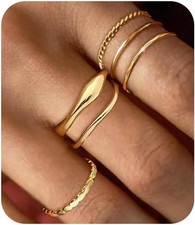 Gold Rings for Women Dainty Stacking Ring Set 18K Gold Plated Thumb Rings Non Ta