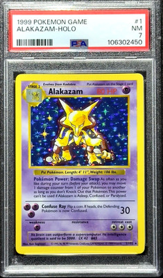 Error Label PSA 7 Alakazam 1/102 Holo SHADOWLESS Base 1999 Pokemon