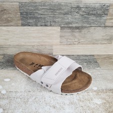 Birkenstock Oita Womens Slide Sandals Sz 5 Antique White Suede Leather Narrow