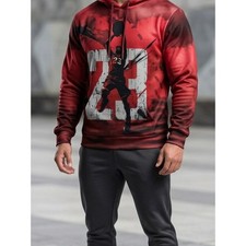 Red Basketball Graphic Hoodie with Number 23  HJ 14