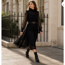 Alexa Chung for Madewell Joan Overlay Dress Jet Black Size 6