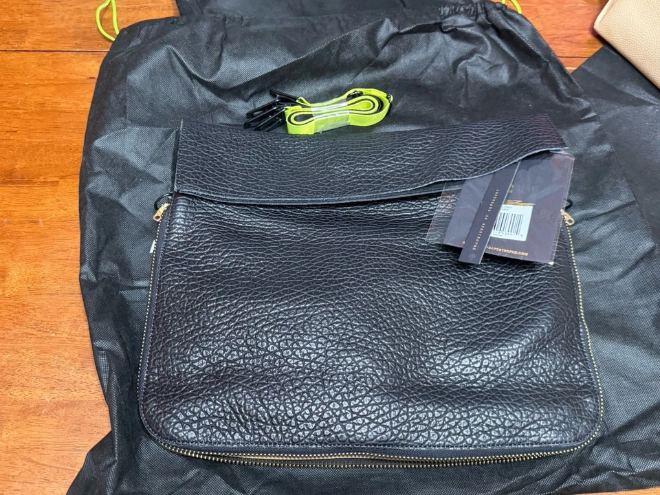 Bolsa tote preta Buffalo Lux couro US$ 935 nova com etiquetas Ampersand As Apostrophe pacote grande - Imagem 2 de 4