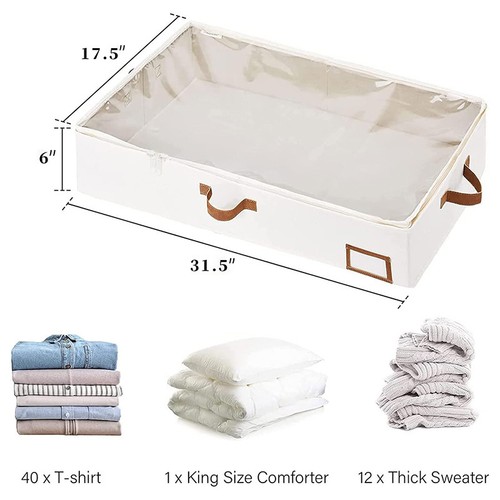 Foldable Underbed Organizer Bedroom Quilt Storage Bag With Clear Window Handles - Picture 4 of 10