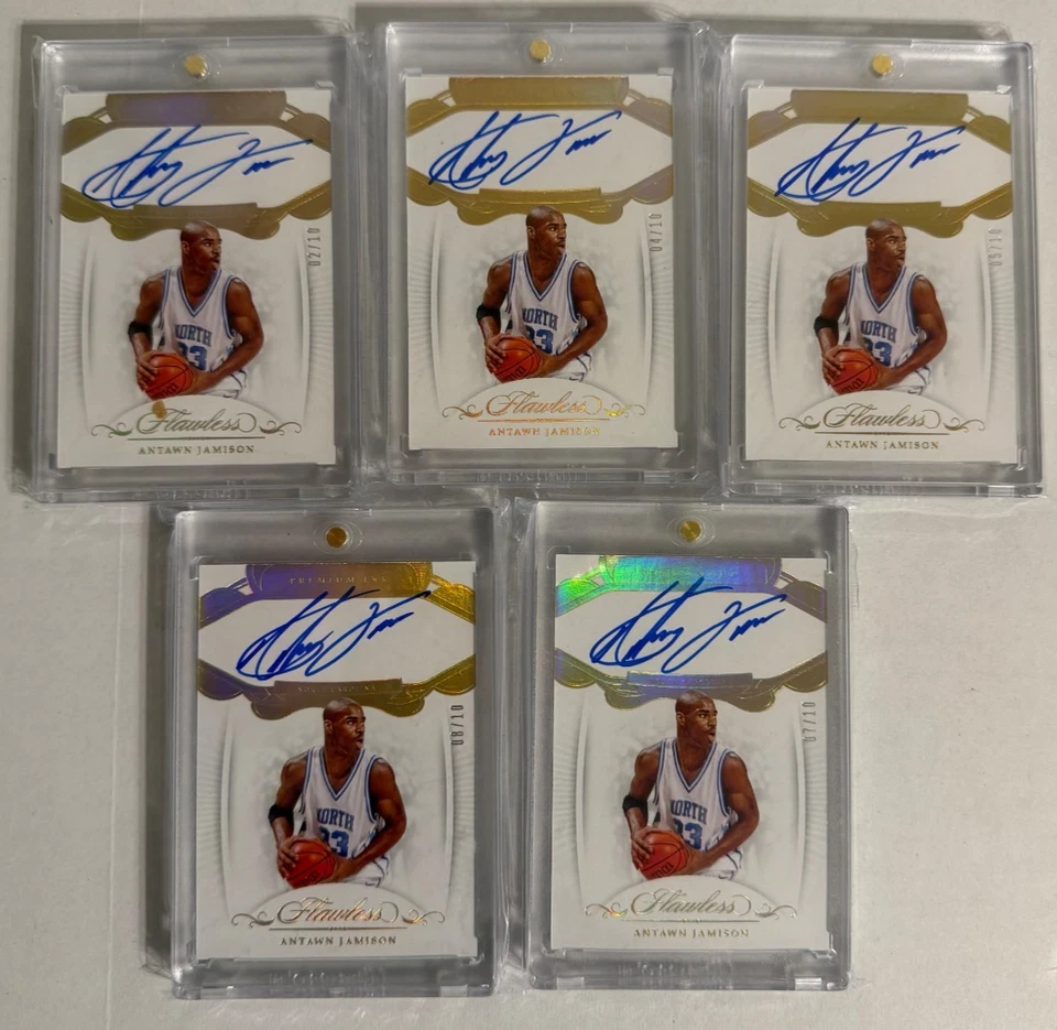 5 CARD LOT 19-20 Flawless Collegiate Premium Ink GOLD Antawn Jamison AUTO ed 10 - Image 3 of 4
