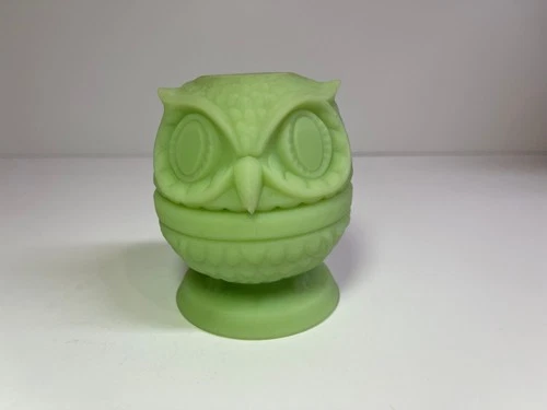 Fenton Art Glass ~ Candle Holder ~ Matte Green Owl