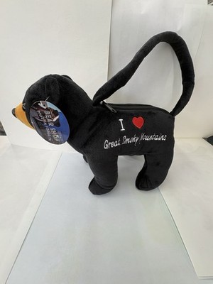 Kids Black Bear Plush purse with Zipper Compartment. 