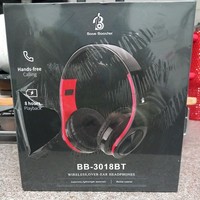 Base Booster BB-3018BT Wireless Over-Ear Headphones Bluetooth Black Red 8hrs
