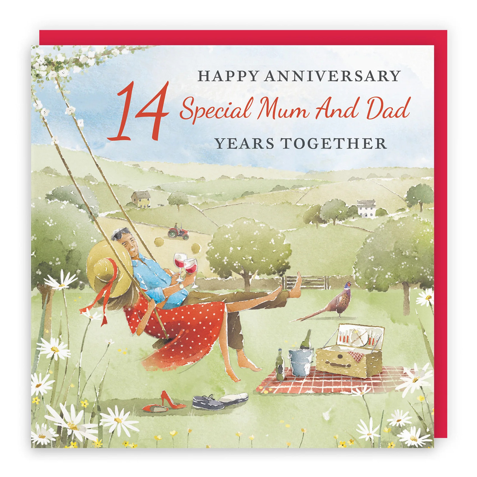 14th Mum And Dad Anniversary Card Meadow Picnic Milo's Gallery